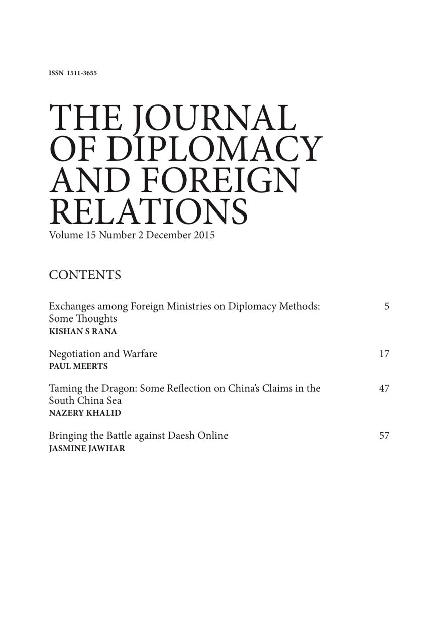THE JOURNAL OF DIPLOMACY AND FOREIGN RELATIONS - VOLUME 15 NUMBER 2, DECEMBER 2015