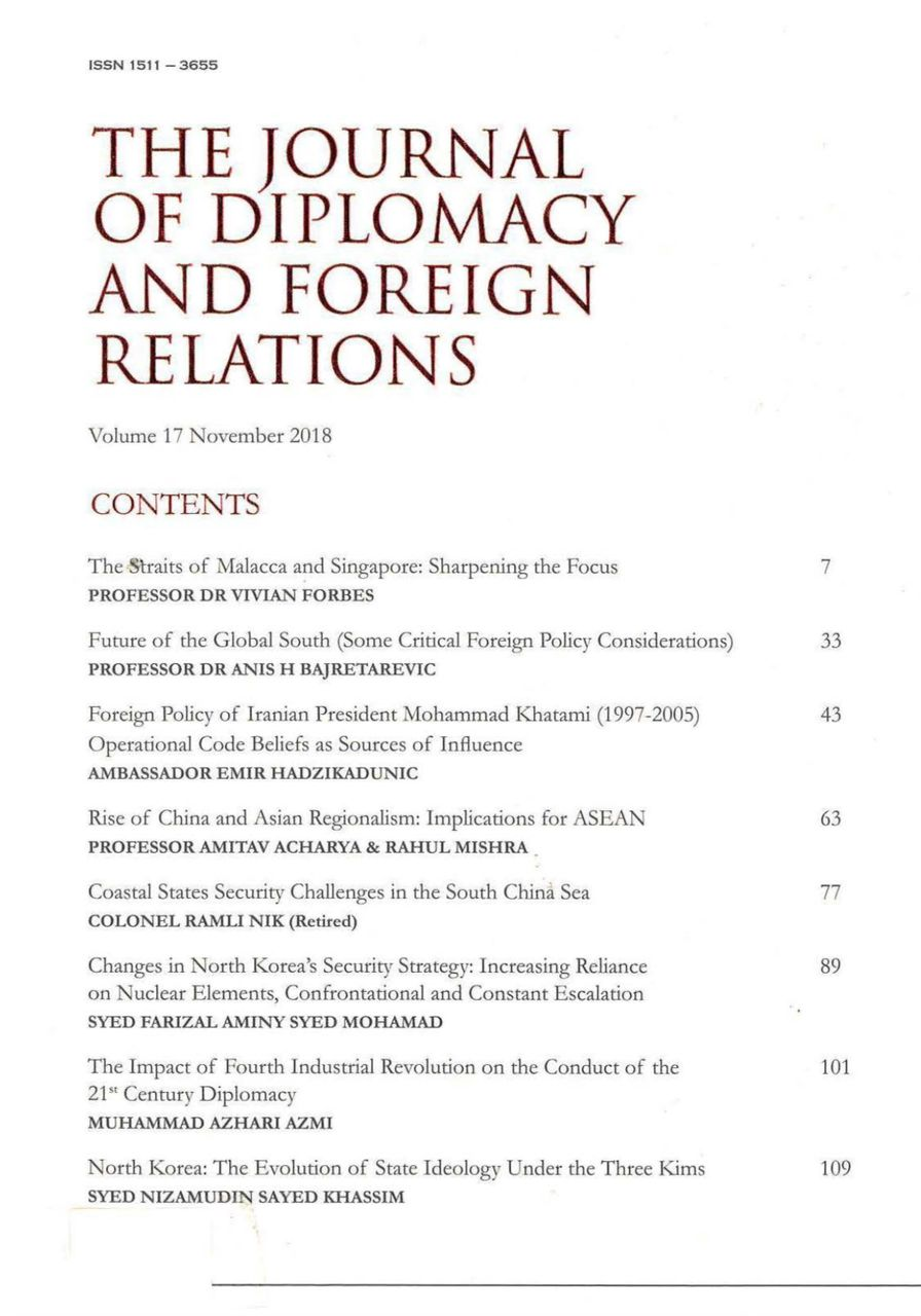THE JOURNAL OF DIPLOMACY AND FOREIGN RELATIONS - VOLUME 17 NUMBER 1, NOVEMBER 2018