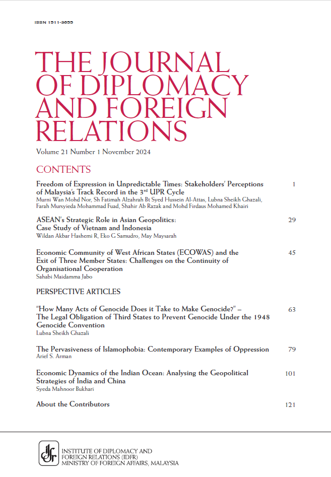 THE JOURNAL OF DIPLOMACY AND FOREIGN RELATIONS - VOLUME 21 Number 1 November 2024