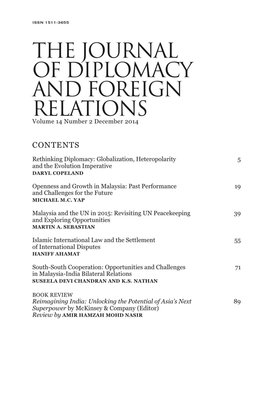 THE JOURNAL OF DIPLOMACY AND FOREIGN RELATIONS - VOLUME 14 NUMBER 2 DECEMBER 2014